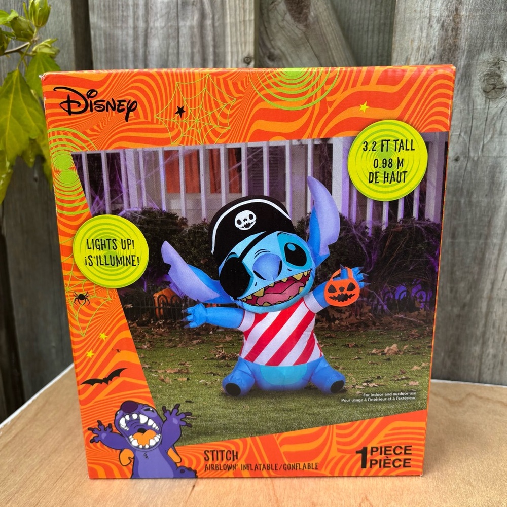 Disney Halloween 3.2 ft Tall Pirate Stitch Airblown Inflatable Lawn Decor NEW